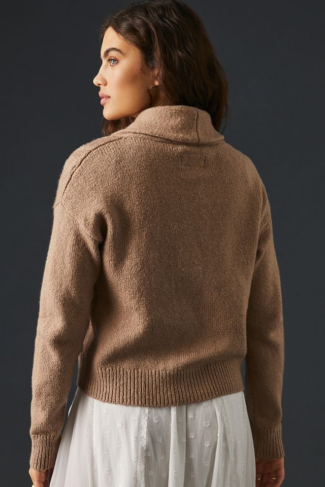 Pilcro Cropped & Collared Cable-Knit Cardigan Sweater | Anthropologie