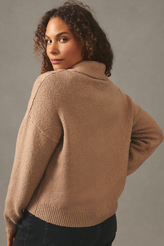 Pilcro Cropped & Collared Cable-Knit Cardigan Sweater | Anthropologie