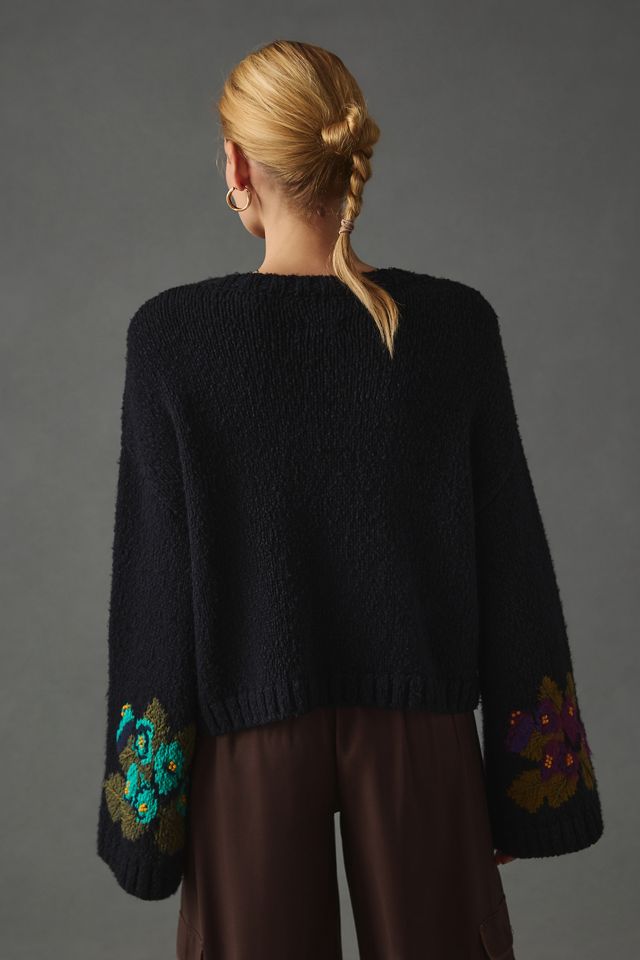 Maeve Embroidered Crop Sweater #1