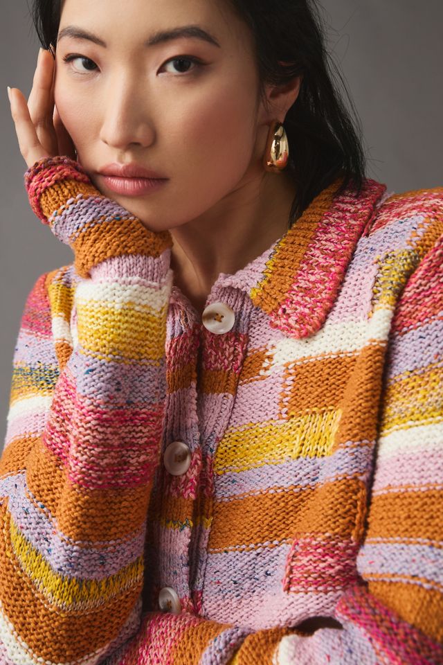 Pilcro Cropped Patchwork Cardigan Sweater #2