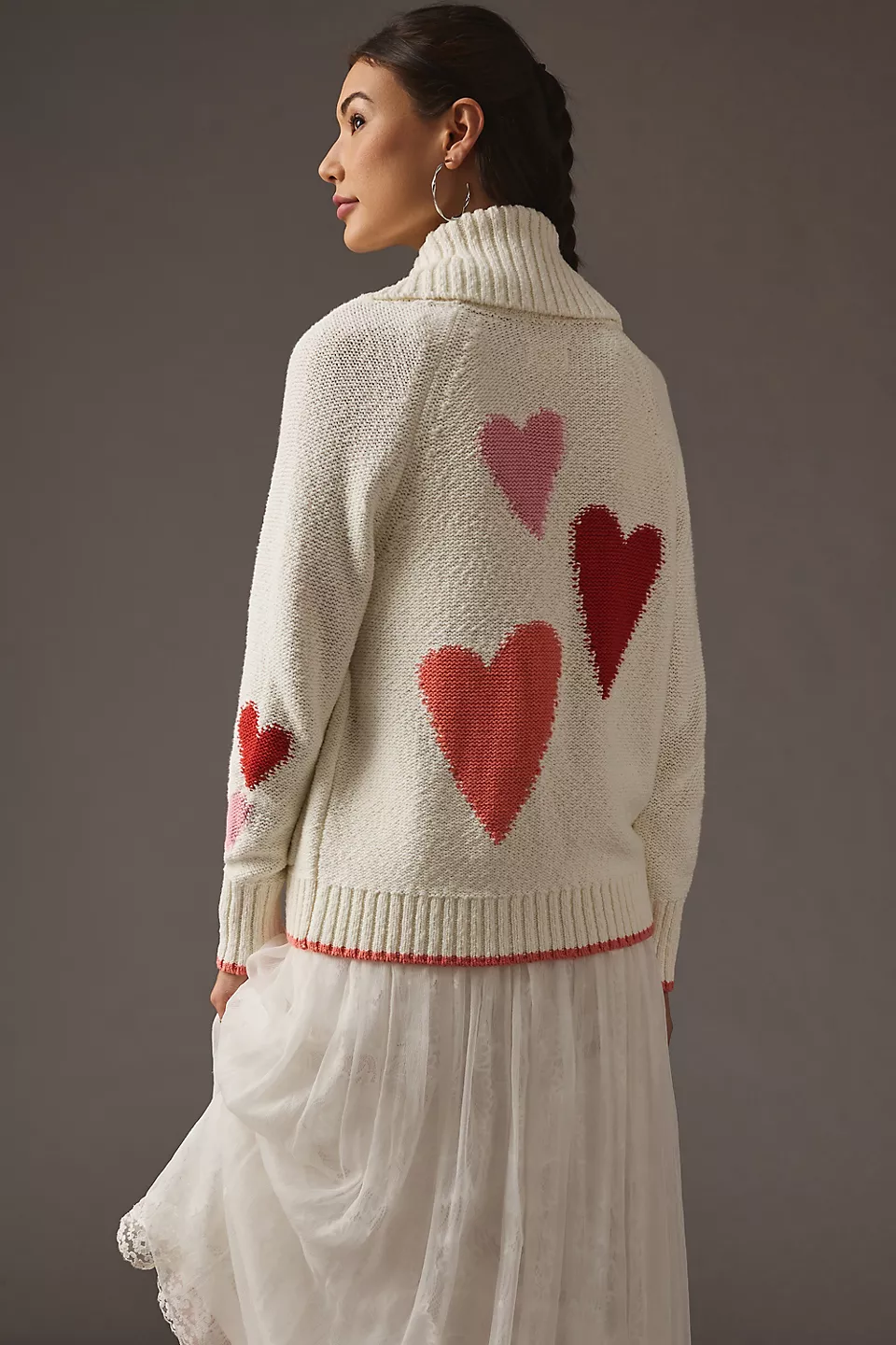 Anthropologie Maeve Heart Cardigan Sweater