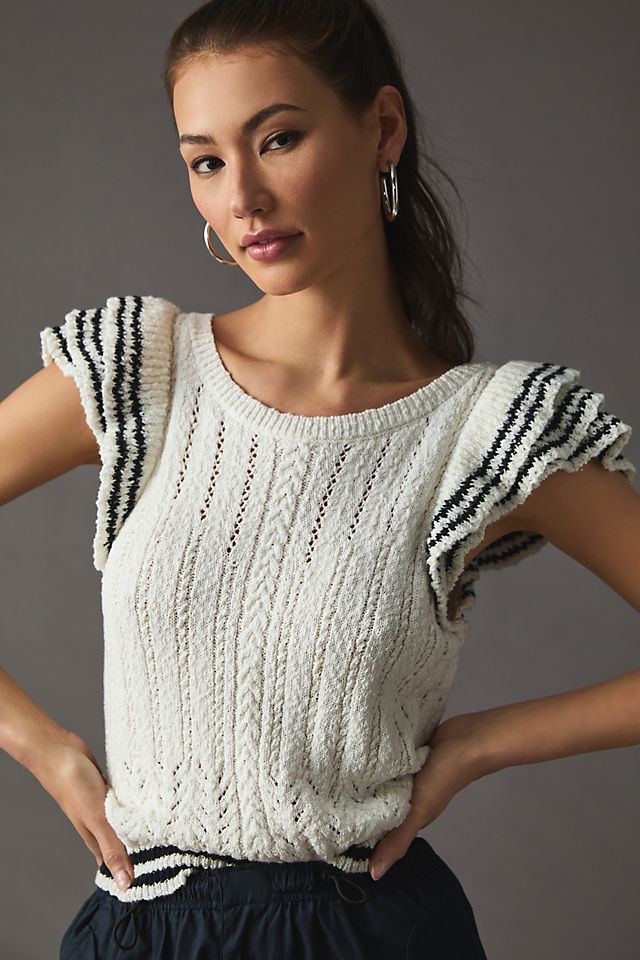 Maeve Ruffle-Sleeve Sweater Top | Anthropologie