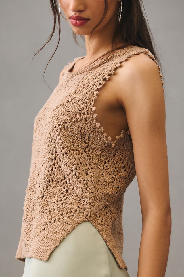 By Anthropologie Crochet Sweater Tank #3