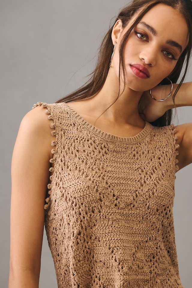 By Anthropologie Crochet Sweater Tank