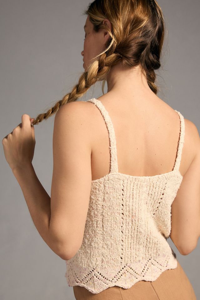 By Anthropologie V-Neck Pointelle Sweater Tank #1