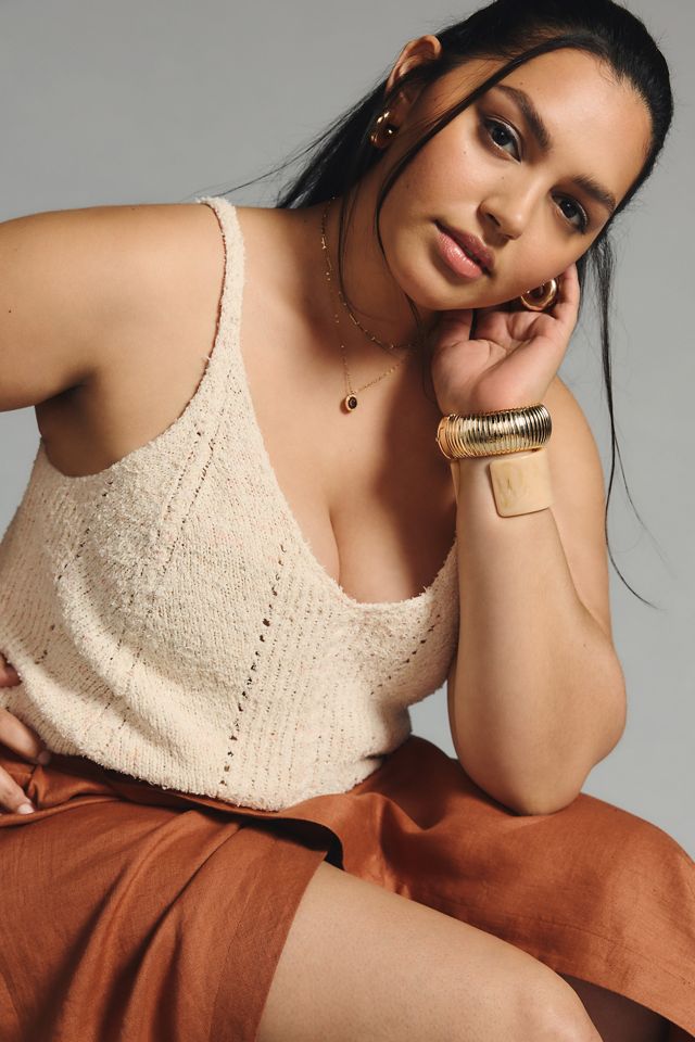 By Anthropologie V-Neck Pointelle Sweater Tank #3