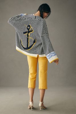 Maeve Bell-sleeve Cardigan Sweater In Blue