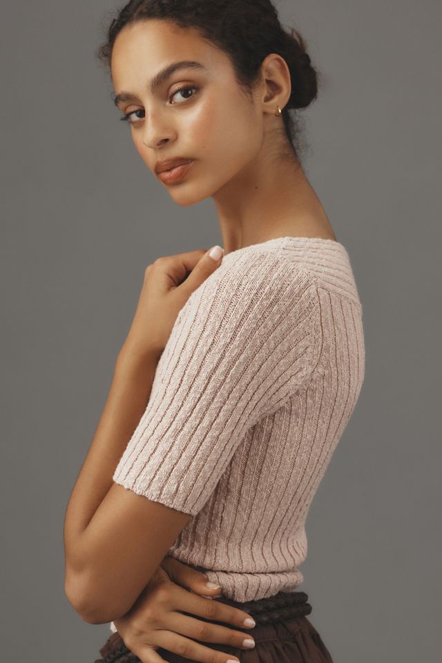 Maeve Ribbed Sweater Tee #3