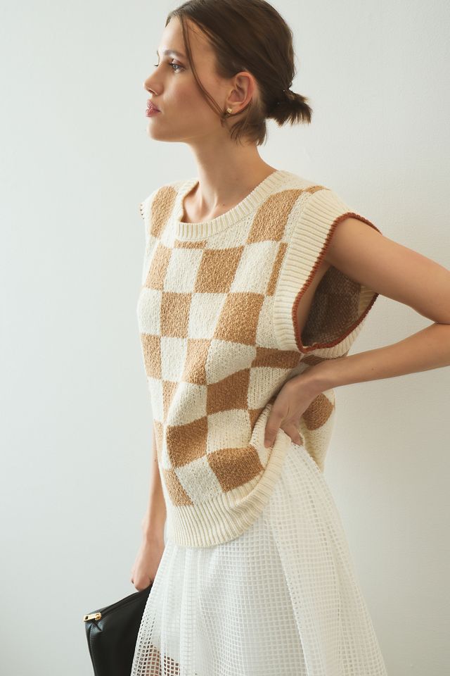 Maeve Checkered Sweater Vest #1