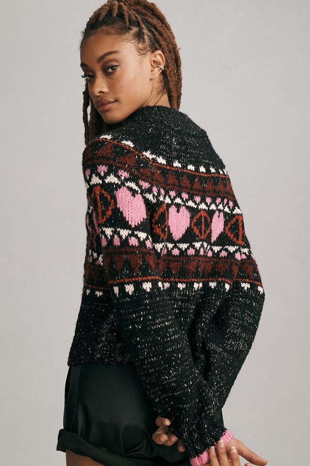 Pilcro Peace Love Icon Zip-Up Sweater #2