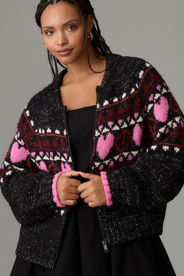 Pilcro Peace Love Icon Zip-Up Sweater #5