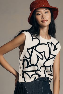 Maeve Button-Side Heart Sweater Vest