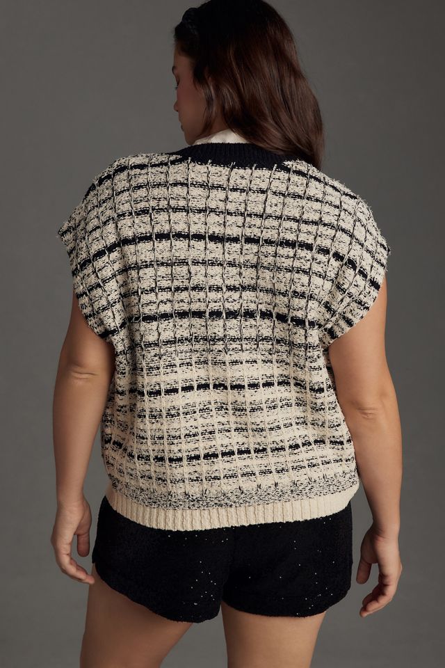 Maeve Tweed Zippered Sweater Vest #8