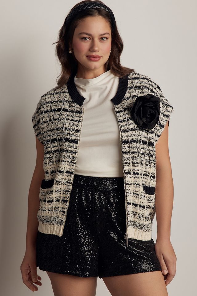 Maeve Tweed Zippered Sweater Vest #5