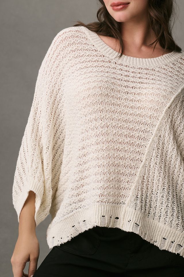 Pilcro Distressed Asymmetric Open-Stitch Sweater #7