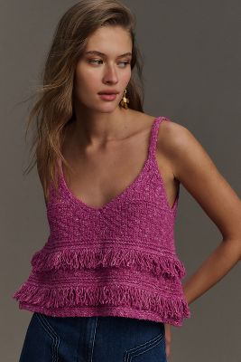 Pilcro Stitchwork Baby Sweater Tank Top In Pink