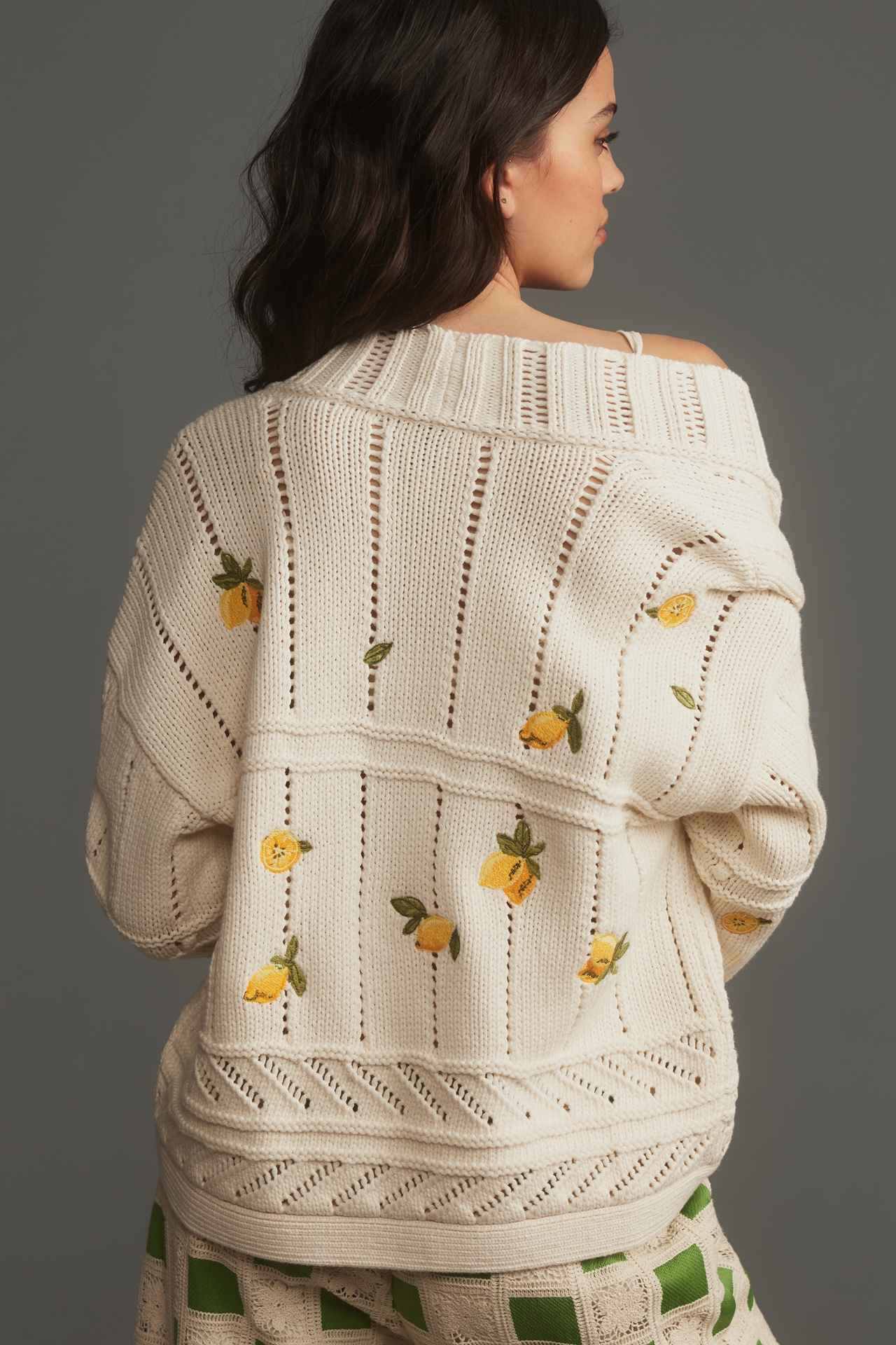 Maeve Embroidered Icons Cardigan Sweater