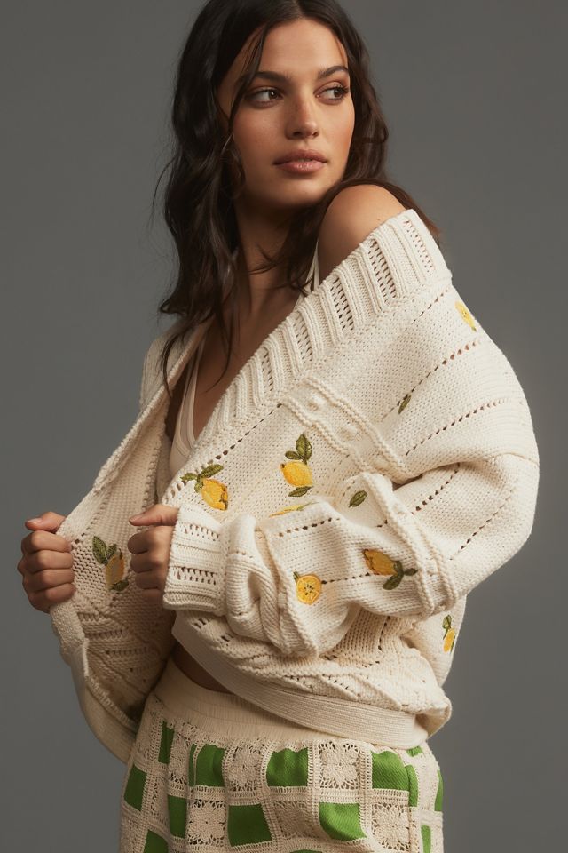 Maeve Fruit-Embroidered Cardigan Sweater #3