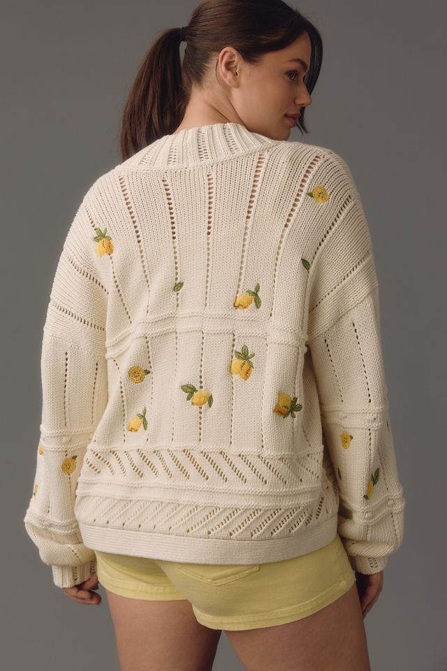 Maeve Fruit-Embroidered Cardigan Sweater #5