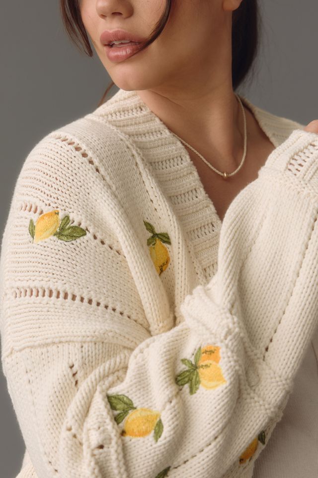 Maeve Fruit-Embroidered Cardigan Sweater #6