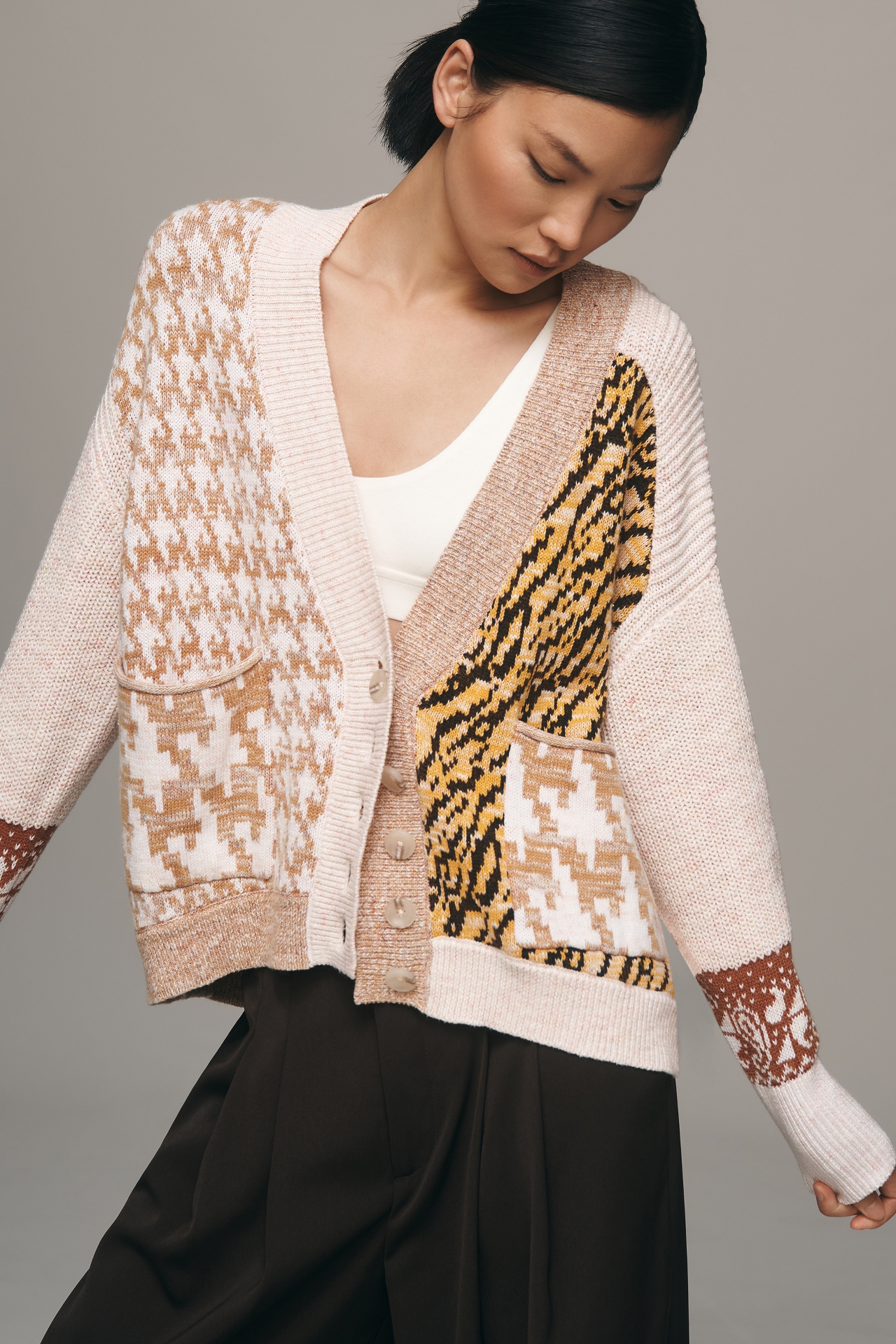 Pilcro Mash-Up Tiger Cardigan Sweater