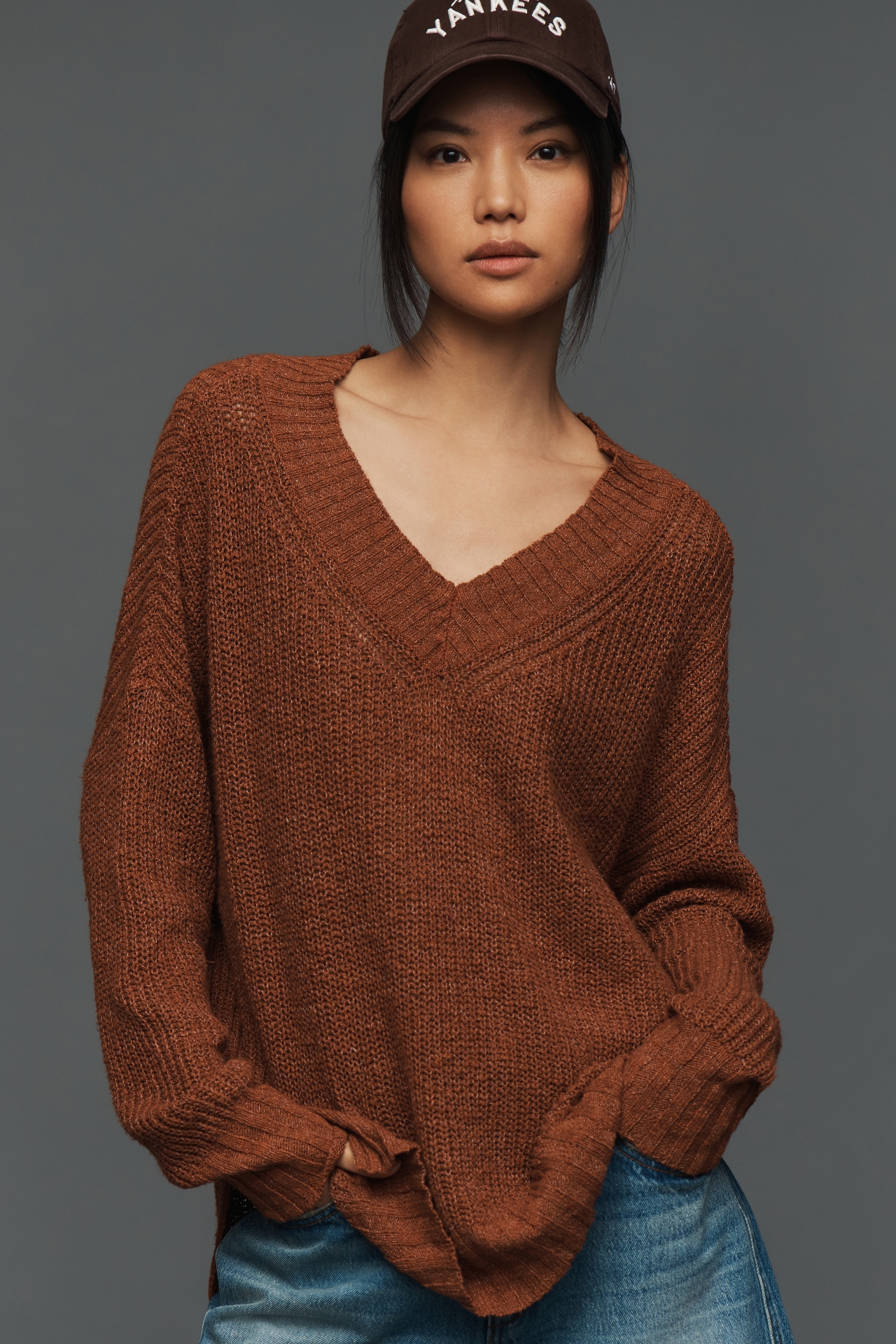 Pilcro Slouchy V-Neck Sweater