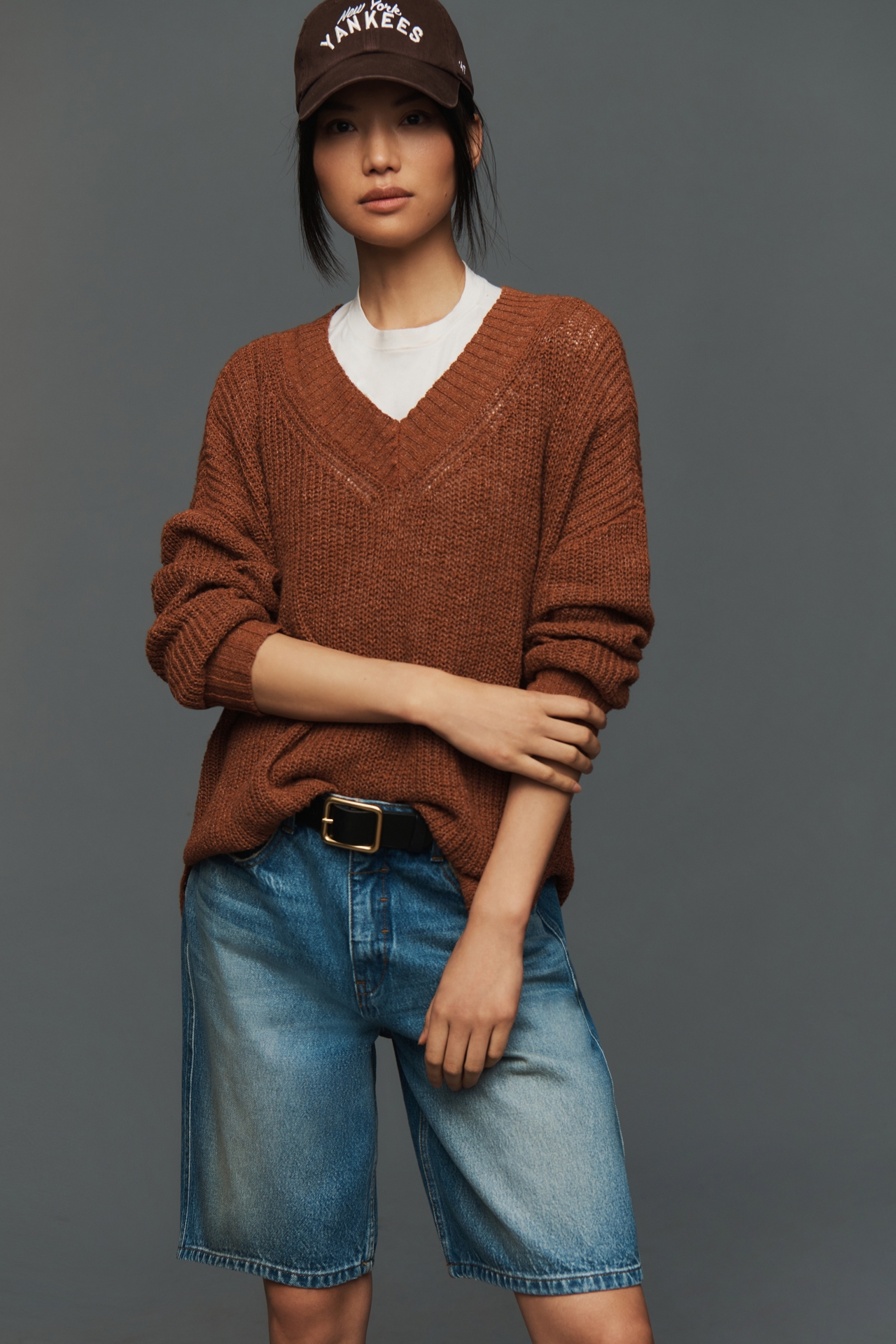 Pilcro Slouchy V-Neck Sweater