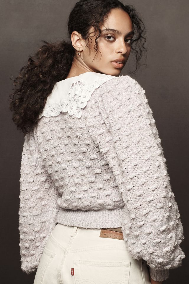 By Anthropologie Balloon-Sleeve Collared Cardigan Sweater #2