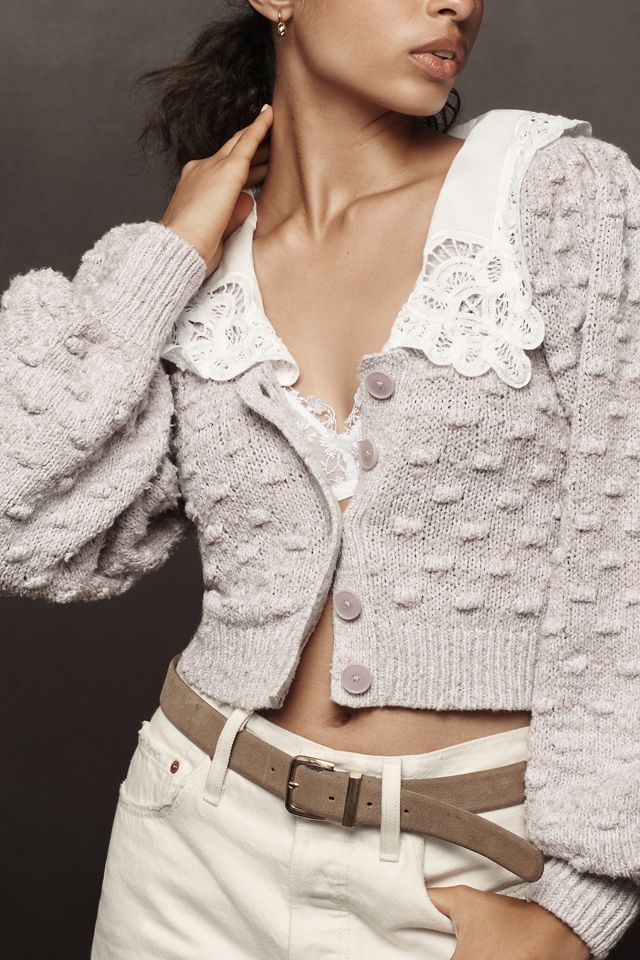 By Anthropologie Balloon-Sleeve Collared Cardigan Sweater #4