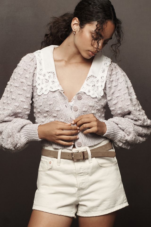 By Anthropologie Balloon-Sleeve Collared Cardigan Sweater #1
