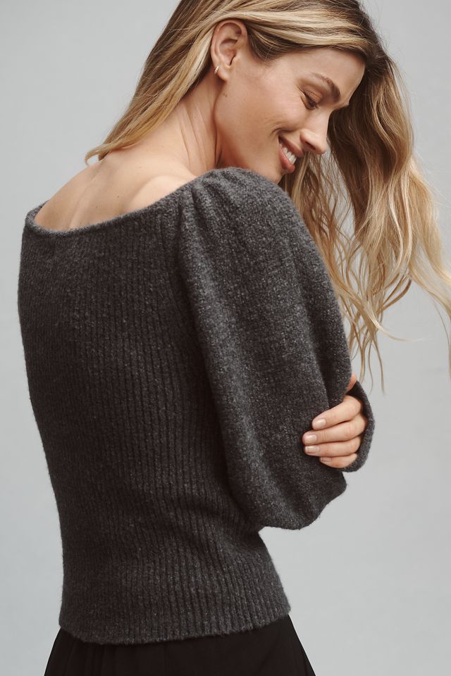 By Anthropologie Off-The-Shoulder Puff-Sleeve Sweater #1