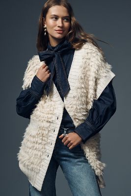 Gilet Free People X Loopy Mango En Laine Mérinos 100% - Taille Unique - Couleur Vert - Maille Grossière - Neuf Avec étiquettes
