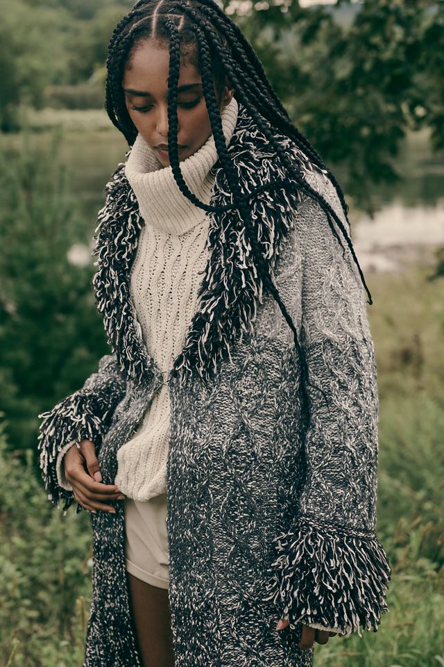 Pilcro Fringe-Collar Cardigan Sweater Jacket #1