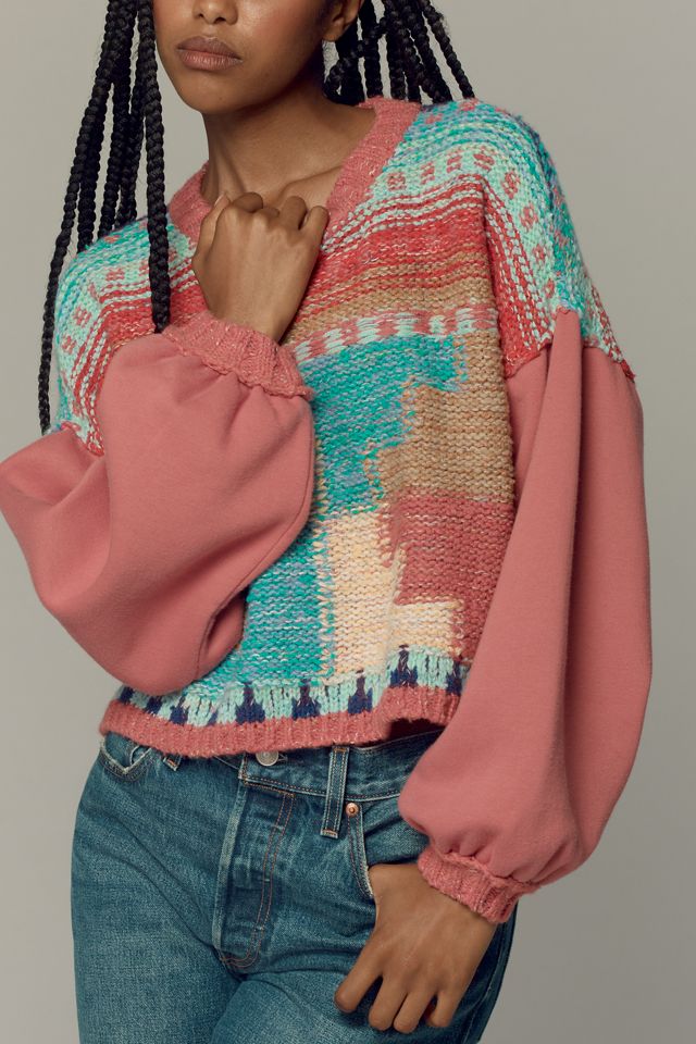 Pilcro Billowy-Sleeve Crew-Neck Sweater #3