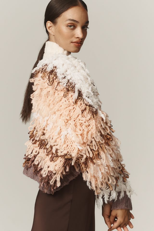 By Anthropologie Fringe Cardigan Sweater #3