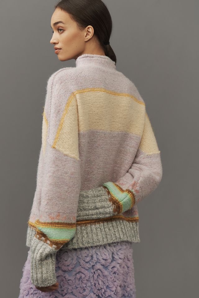 Pilcro Mock-Neck Flower Motif Sweater #1