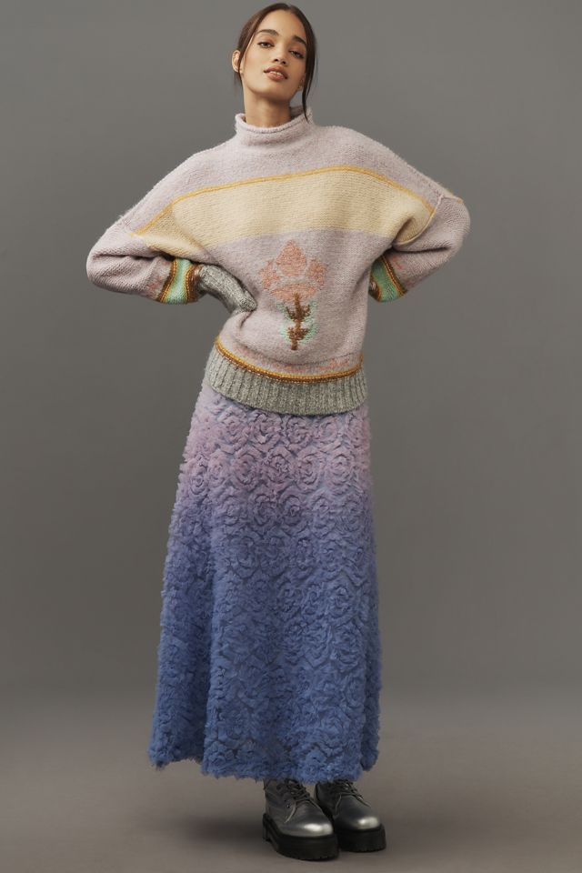 Pilcro Mock-Neck Flower Motif Sweater #2