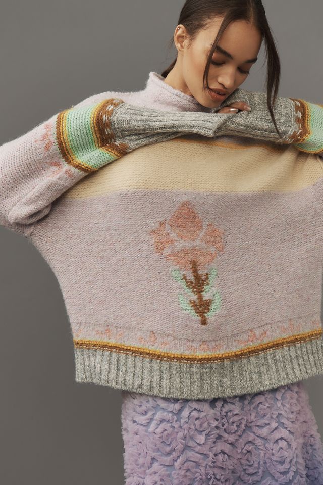 Pilcro Mock-Neck Flower Motif Sweater #3