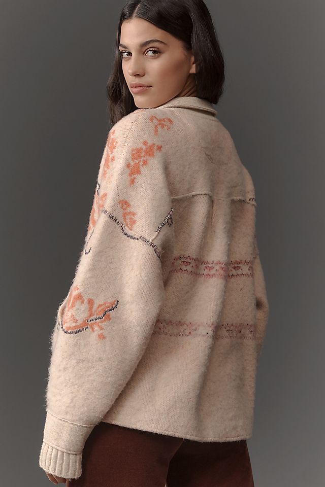 Pilcro Brushed Jacquard Cardigan Sweater | Anthropologie Pilcro Brushed Jacquard Cardigan Sweater | Anthropologie