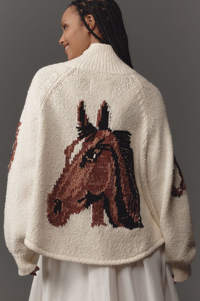 Pilcro Western Horse Graphic Cardigan Sweater #6