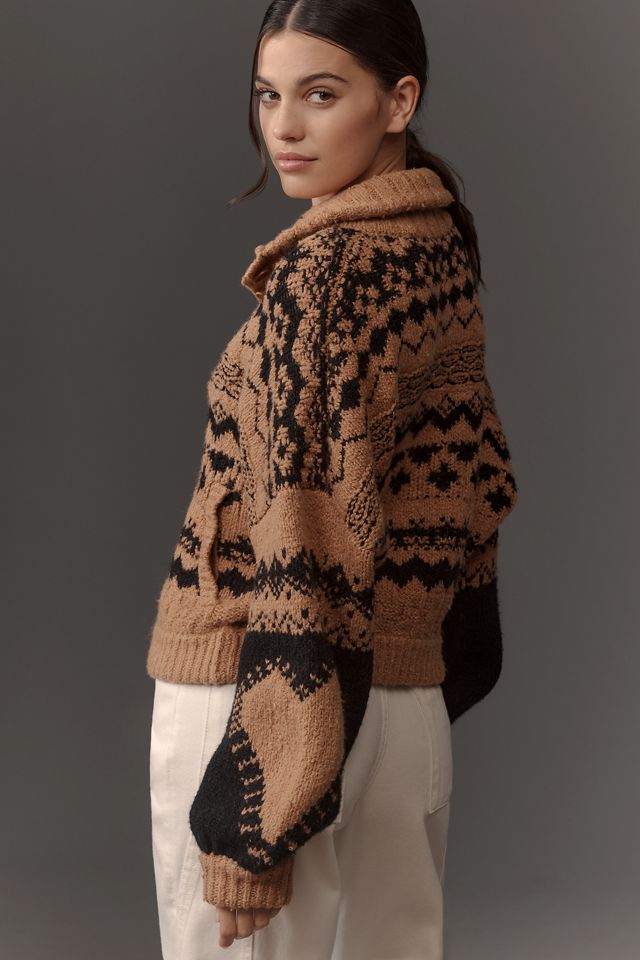 By Anthropologie Jacquard Heart Motif Cardigan Sweater #1