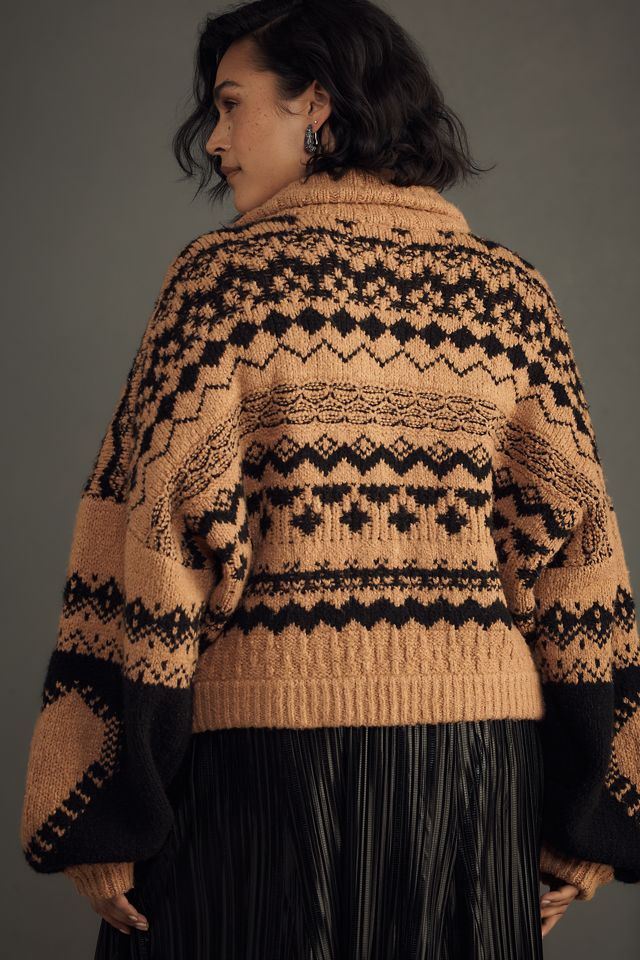 By Anthropologie Jacquard Heart Motif Cardigan Sweater #5