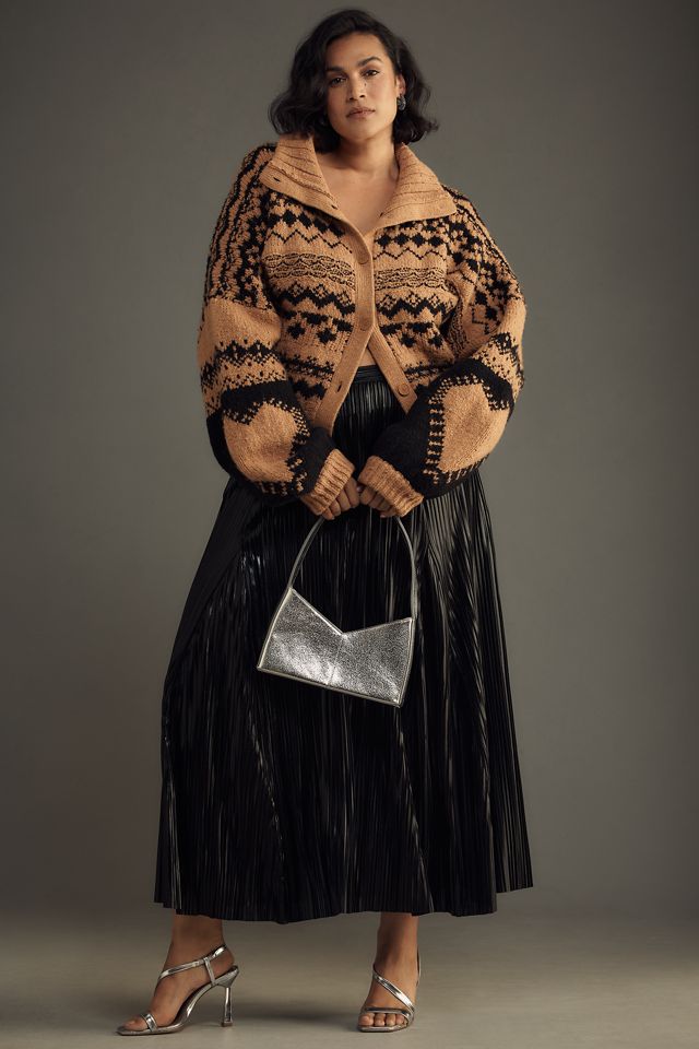 By Anthropologie Jacquard Heart Motif Cardigan Sweater #6