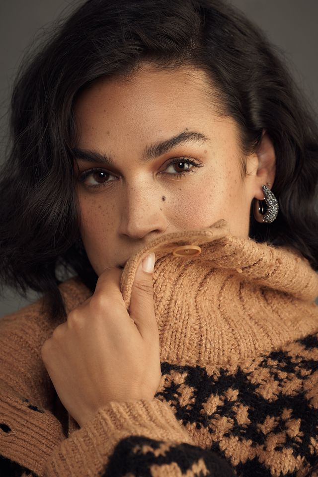 By Anthropologie Jacquard Heart Motif Cardigan Sweater #7