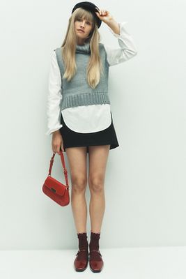 Pilcro Twofer Turtleneck Sweater In Grey