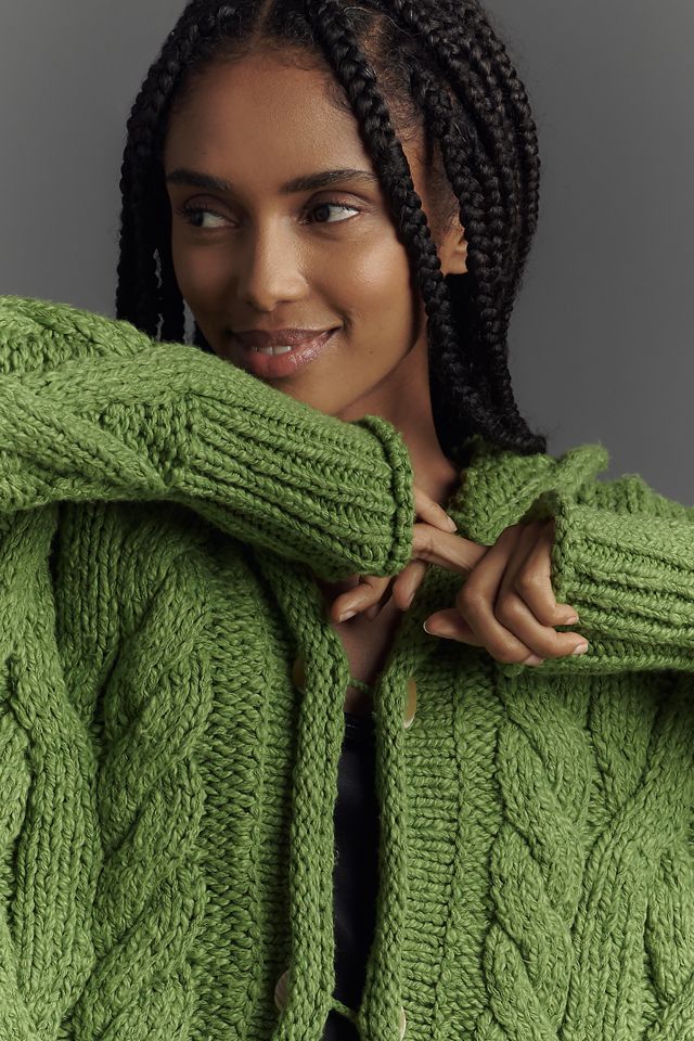 Pilcro Cotton Hooded Cable-Knit Cardigan Sweater #3