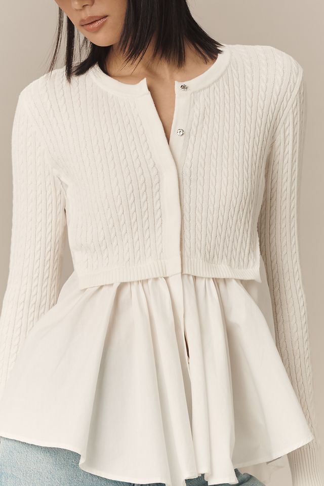 By Anthropologie Twofer Cable Cardigan Sweater #3