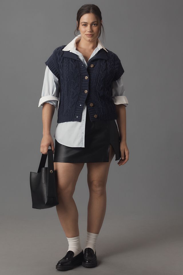 Pilcro Collared Cable Cardigan Sweater Vest #6