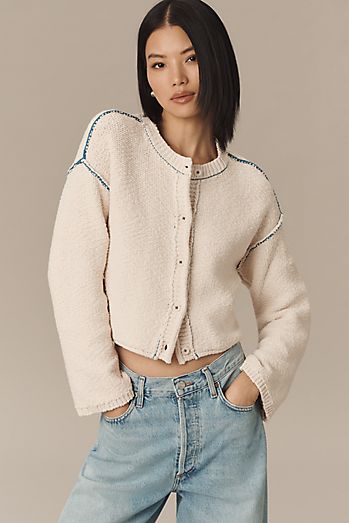 Pilcro Brushed Jacquard Cardigan Sweater | Anthropologie Pilcro Brushed Jacquard Cardigan Sweater | Anthropologie