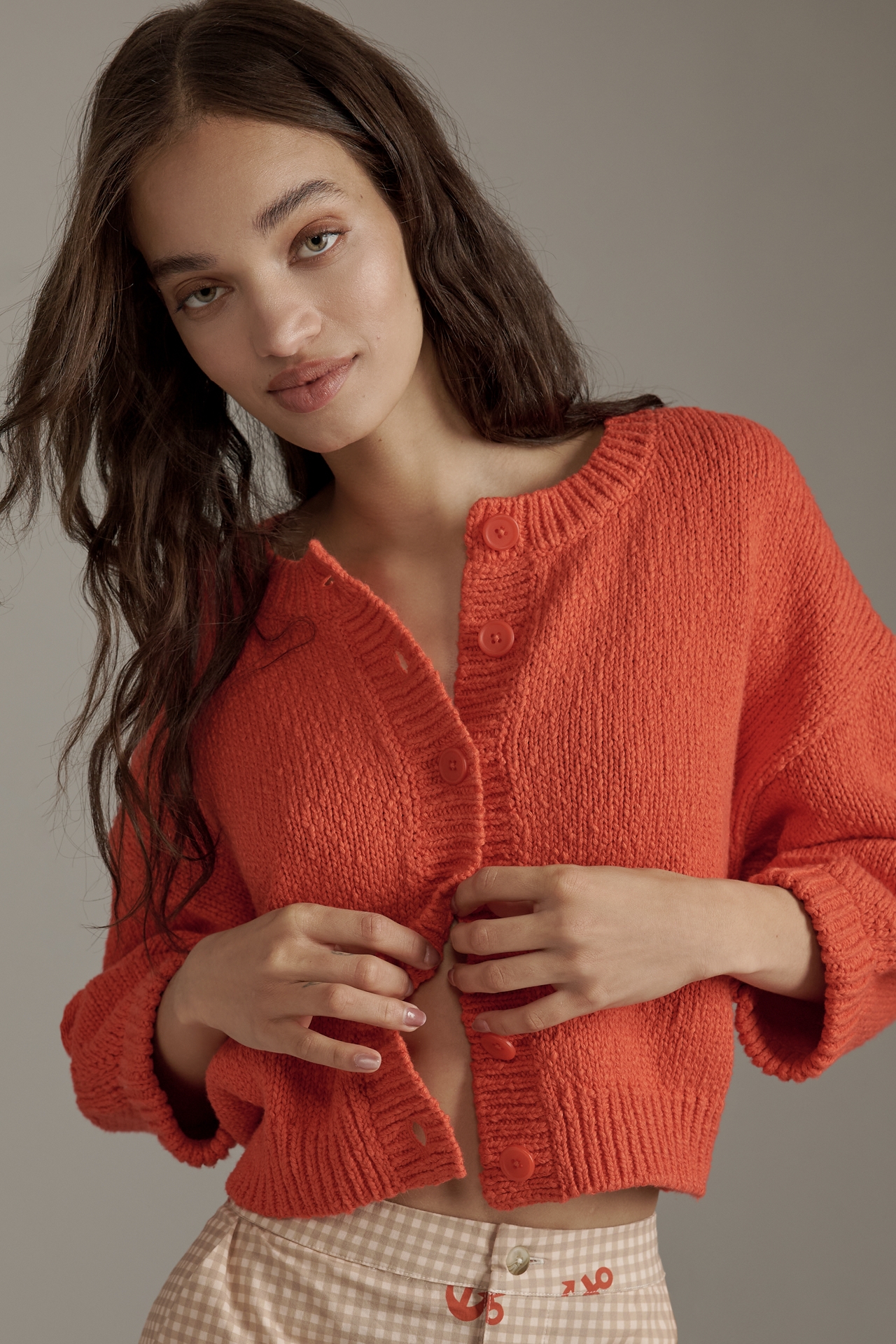 Maeve Elbow-Sleeve Cardigan Sweater